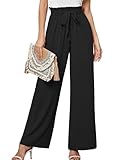 Heymoments Women's Wide Leg Pants with Pockets Black XX-Large Lightweight High Waisted Tie Knot Paperbag Dressy Palazzo Loose Paper Bag Comfy Business Casual Work Flowy Trousers