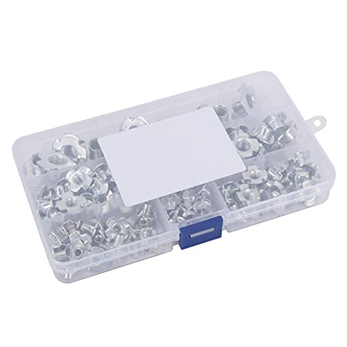 Dadi a T Dadi per rivetti, set di dadi, 110 pezzi Acciaio inossidabile 1 scatola Dadi a T Dadi per rivetti M10 M8 M6 M5 M4 M3 Set di dadi a T zincati a quattro griffe