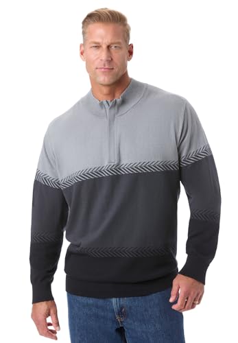 KingSize Men's Big & Tall Quarter Zip Mock Neck Lightweight Sweater