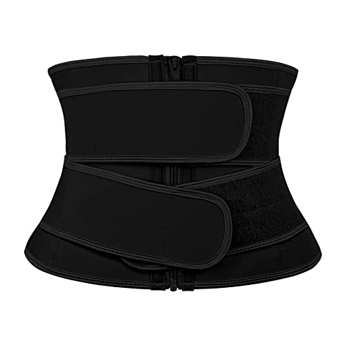 Atbuty Short Torso Waist Trainer Waist Cincher Corset Tummy Control Body Shaper Trimmer Belt (Black (9'' Short Torso, 2 Belts), Small)