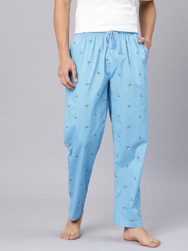 Image of Majestic Man Men's Printed Pure Cotton Lounge Pyjama | Comfort Fit | Elastic Waist with Drawstring | 3 Pockets | Button Closure