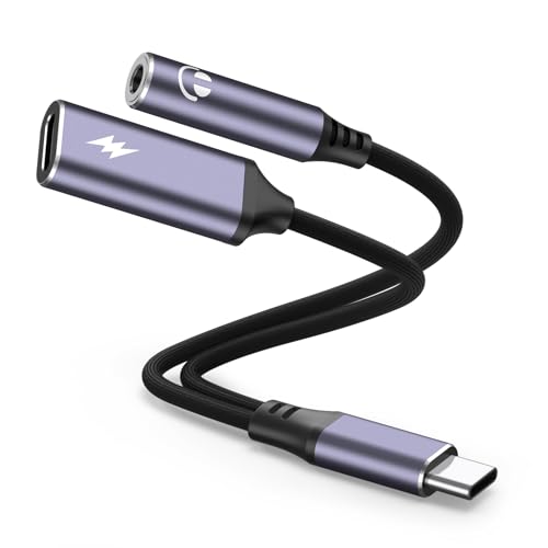 Image of Tobfit USB C to 3.5mm Jack and Charger Adapter, 2-in-1 USB C to Aux Audio Jack Adapter with PD 60W Fast Charging Compatible with iPhone 16 Pro Max /15 Pro Max, Galaxy S24 /S23 Ultra, Pixel, iPad Pro