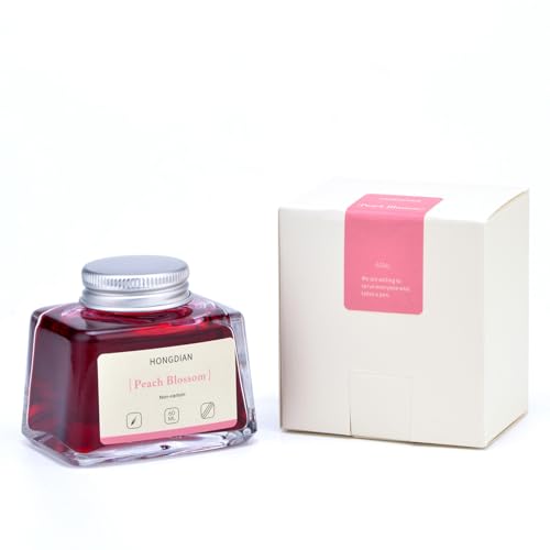 Image of Hongdian Fountain Pen Bottled Ink Peach Blossom Color, 60ml Non Carbon Inkwell Bottle, Artist Calligraphy Ink