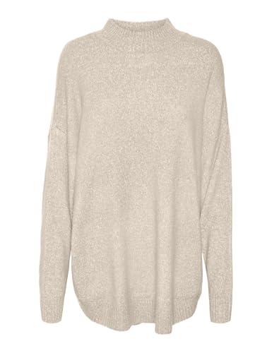 VERO MODA Vmplaza Ls Highnck GA Noos Pull Long Tricot, Bouleau/détail : mélange, M Femme VERO MODA Vmplaza Ls Highnck GA Noos Pull Long Tricot, Bouleau/détail : mélange, M Femme