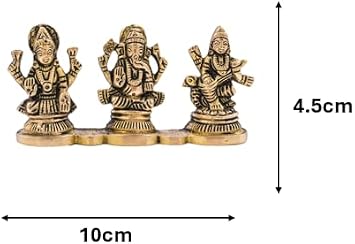 Brass Lakshmi Ganesh and Saraswati Puja Article for Pooja Ghar Home Temple Mandir Traditional Religious Auspicious Pital Items Décor Decoration and Gifting (Lakshmi Ganesh and Saraswati Stand)
