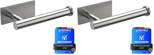 Ibergrif MK34052 Portarrollos Baño Autoadhesivo, Soporte Colgador, Acero Inoxidable, Redondo, Cepillado (Paquete de 2)