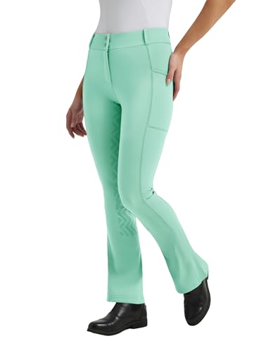 FitsT4 Sports Pantalones de equitación para mujer, de silicona, con ribetes completos, para verano, Hierba, XS