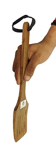 ARMAN SPOONS - Believe in Quality Wooden Skimmer Flat- Genuine Teak Wood Cooking Spatulas Ladles (Wooden Skimmer/Spoons for Pan) Nonstick Lining Jhaara (14 in Long)