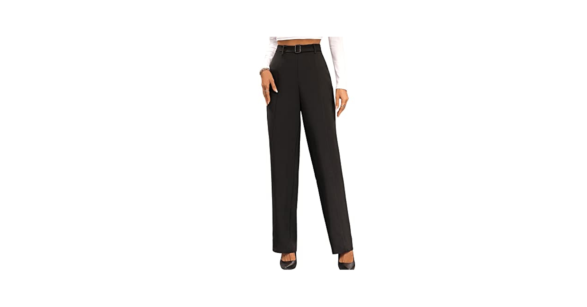 SweatyRocks Women's Elegant High Waist Belted Pants Straight