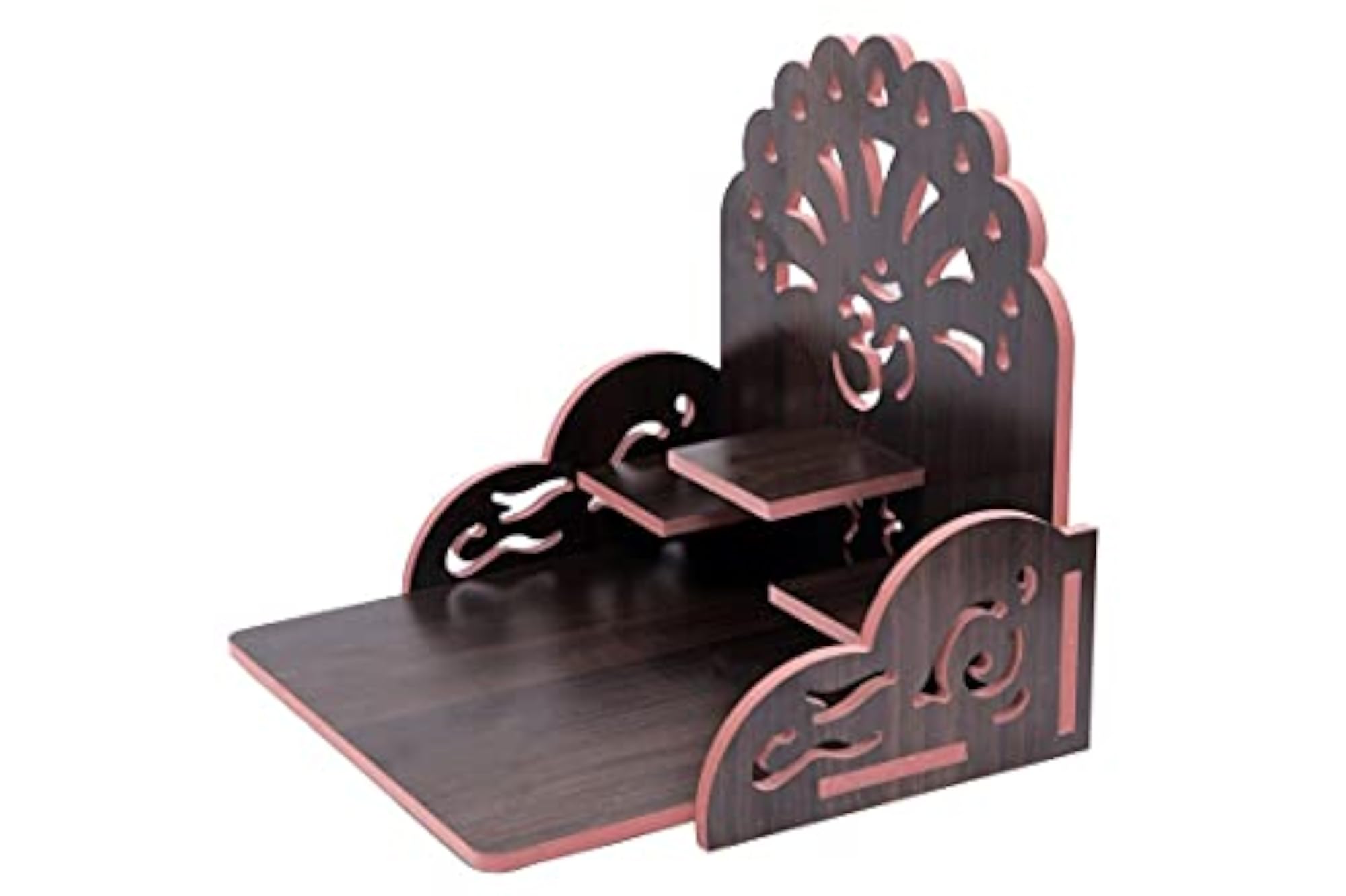 Premium Dark Walnut Wall Mounted Pooja Mandir