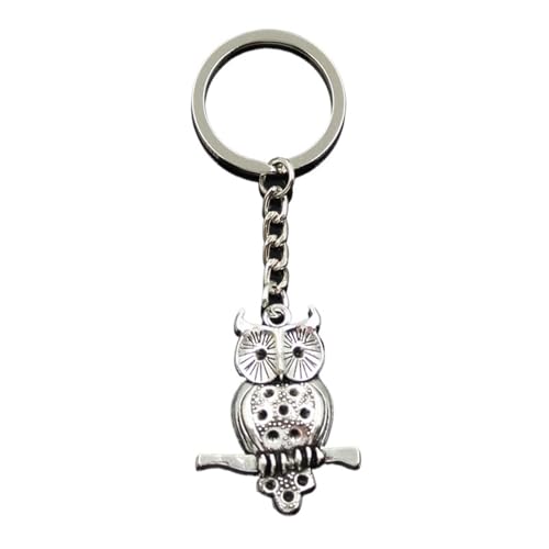 Porte-clés en métal à la mode hibou argenté idéal pour votre sac à main