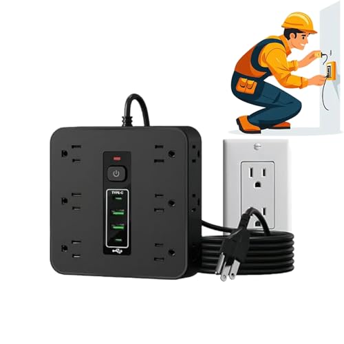 16-in-1 Power Strip with Switch & Surge Protection, Power Strip, Flat Plug Powers Strips Surges...