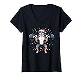 Photo Gallery donna christmas australian shepherd sollevamento pesi divertente deadlift maglietta con collo a v Photo Gallery donna christmas australian shepherd sollevamento pesi divertente deadlift maglietta con collo a v