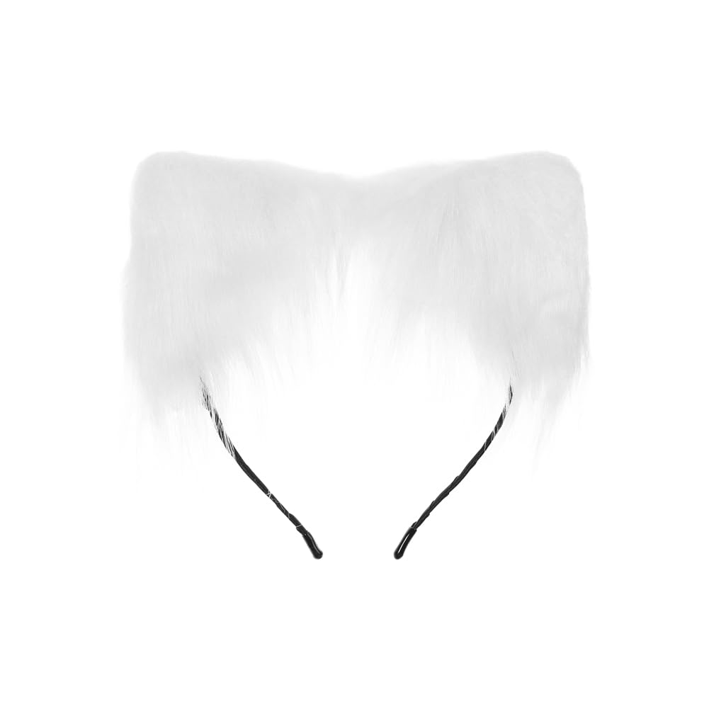 3 Pcs Faux Fur Cat Tail Ears Headband Neck Choker Set for Women Ladies Halloween Costume Fancy Dress Fluffy Cute Cat Hair Clip Choker with Bell Wolf Animal Dress Up Cosplay Party Accessory Outfit - Image 3