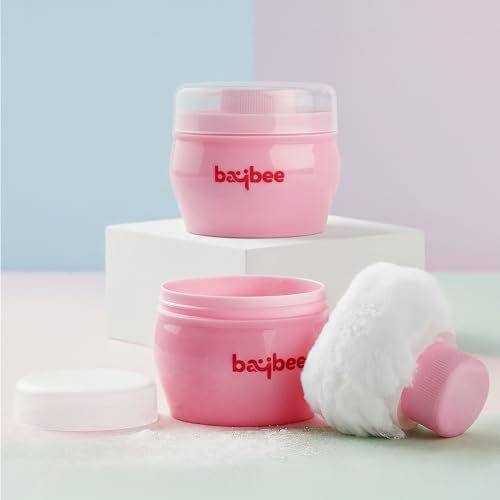 Baybee Baby Powder Puff with Storage Container, Ultra Soft Baby Powder Puff for Babies with Handle, Powder Storage Puff, Soft Face Body Cosmetic Powder Puff Sponge Box Case (Large) (Pink) Baybee Baby Powder Puff with Storage Container, Ultra Soft Baby Powder Puff for Babies with Handle, Powder Storage Puff, Soft Face Body Cosmetic Powder Puff Sponge Box Case (Large) (Pink)