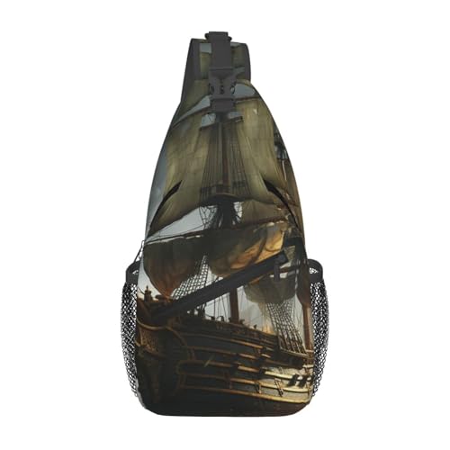 Bolso tipo sling negro para pecho unisex de poliéster