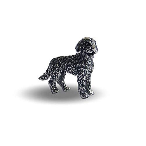 Tiny Labradoodle figurine, solid hallmarked sterling silver animal ornament