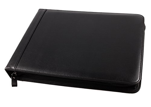 2Fold Zippered Business Check Binder 7 Ring For 3-Up Business Size Checks With Extra Business Card Case - Pu Leather Deluxe 7 Ring Checkbook Binder Portfolio With 600 Check Capacity And Storage #TOP6