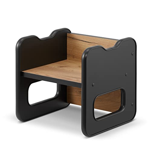 Miniatura 9 de Defipad Taburete Infantil Taburete Elegante De Doble Cara Sillón Infantil A Partir De 1 Año Silla Infantil De Madera Silla Convertible En Mesa Negro Roble