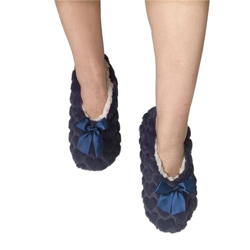 Adult Warm Fuzzy Slippers Non-Slip Bottom Fleece Lined Shoes Indoor Home Floor Slipper Socks with Grippers2
