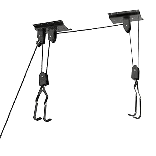 Fahrradlift mit Flaschenzug | Fahrradaufhängung zur Deckenmontage | Tragkraft - 20kg | Deckenhalterung für Fahrräder | E-Bike Deckenlift mit Seilzug -Fahrradaufzug | Universal für Leiter, Schlauchboot