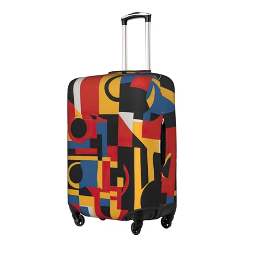 Composition In Red Yellow Blue And Black Print Travel Elastic Suitcase Luggage Baggage Cover Protector, Washable And Anti-Scratch2
