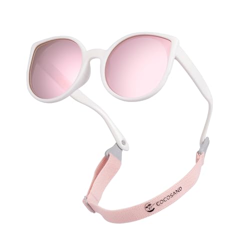 Image of COCOSAND Baby Sunglasses with Strap Polarized Cat Eye UV400 for Infant Toddler Girl 3-24 Months