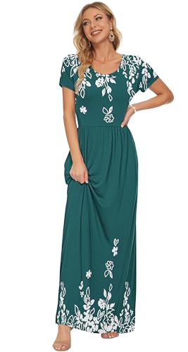 Image of AUSELILY Women's Classic Short Sleeve Loose Plain Casual Long Maxi Dresses for Women 2026