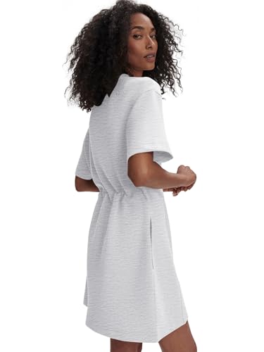 Image of COCOMARTS Dresses for Women Summer Short Sleeve Crew Neck Sweatshirt Dress Drawstring Waist Tunic Tops Mini Vacation Sundress