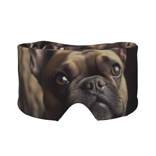 Mascherina per dormire con bulldog francese, paraorecchie per dormire, copriocchi per uomini e donne, maschera per dormire per viaggi, yoga e pisolini