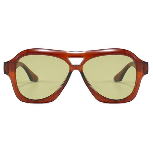 Fashion Oversized Double Bridges Pilot Sunglasses Women Retro Blue Green Shades UV400 Men Trending Punk Sun Glasses ﻿