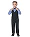 DISAUR Boy's 4-Pieces Suit Set, Kids Formal Dresswear Suit Set with Vest Pants and Tie, Pastoral Print Shirt for 5-6 Years Navy Blue
