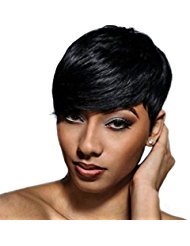 WTB Hair Short Synthetic Wigs For Black Women Black Cosplay Wigs with Free Wig Cap