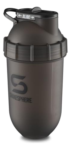 SHAKESPHERE Shaker Bottle - 24oz Leak Proof Protein Shaker Bottle for Pre Workout, Smoothie, and Powder Drink Mixes, No-Blade Mixer for Gym, BPA-Free, Easy Clean & Easy to Carry (Frosted Black)