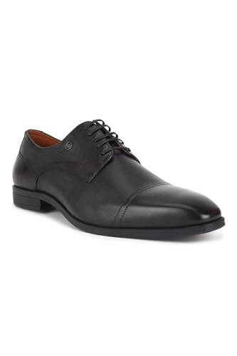 Image of Louis Philippe Men Premium Leather Breathable Lining Material Anti Slip with Heel TPR Sole Formal Derby Shoes
