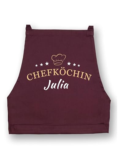 NIMAMA Kochschürze Damen Chefköchin Schürze Personalisiert für Frauen Küchenschürze - Burgund