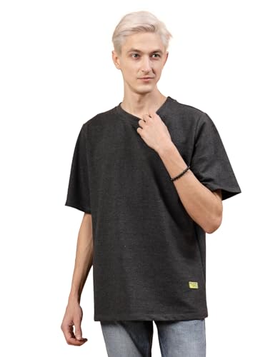 Image of Rigo Back Printed Half Sleeves Round Neck Oversized T-Shirt for Men | Drop Shoulder T-Shirt for Men | Loose Baggy Fit T-Shirt for Men