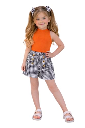 Image of Girl's Solid Cotton Blend Style Top and Shorts Set
