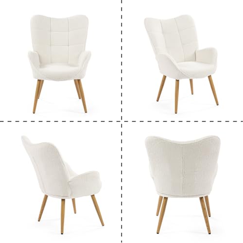 Fauteuil scandinave bouclette beige KANAS FLEECE FURNISH 1