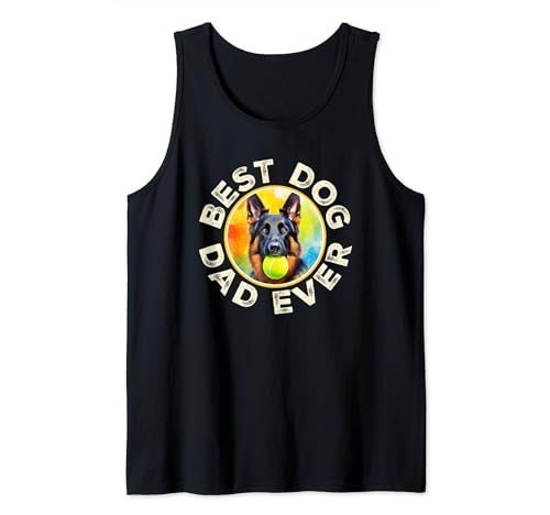 Regalo de acuarela Best Dog Dad Ever German Shepherd Dog Camiseta sin Mangas