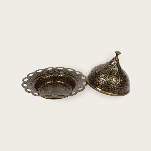 Alisveristime Coated Handmade Brass Sugar Chocolate Candy Bowl Serving Dish with Lid, Salt Bowl, Sugar Holder for Coffee Bar (Kubbeli) (Antique Green) by Alisveristime - Image 6