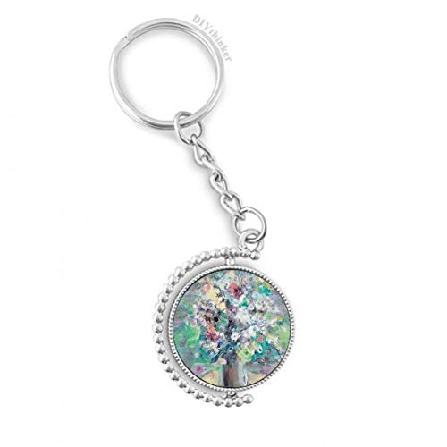 Llavero rotativo Flor de la Vida para colgar llaves con anillo de la cadena y arte pintura óleo