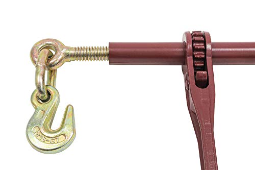 Image of Mytee Products 5 /16 inch - 3 /8 inch Heavy Duty Ratchet Load Chain Binder w /Grab Hook on one Side, 1 /2 inch Slip Hook on Other Side - 6,600 Lbs Working Load Limit (4 Pack)