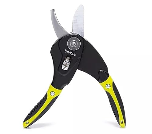 Baricus 2in1 Bypass- & Blumenschere – 18mm/10mm Schnittleistung – Softgrip – Feststellhebel – für Haus & Garten – Black Series - B-Ware