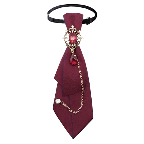 LJBFNN Bow Tie for Women Adjustable Pre-Tied Ties for Women Girls Uniform Necktie with Rhinestone for Party School Concert (Red)
