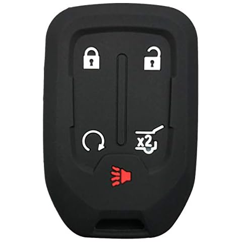 Coolbestda 5Buttons Smart Rubber Key Fob Remote Cover Keyless Entry Case Protector Skin for GMC Acadia Terrain Yukon Chevrolet Suburban Tahoe HYQ1AA 13584502 1551A-AA Cover
