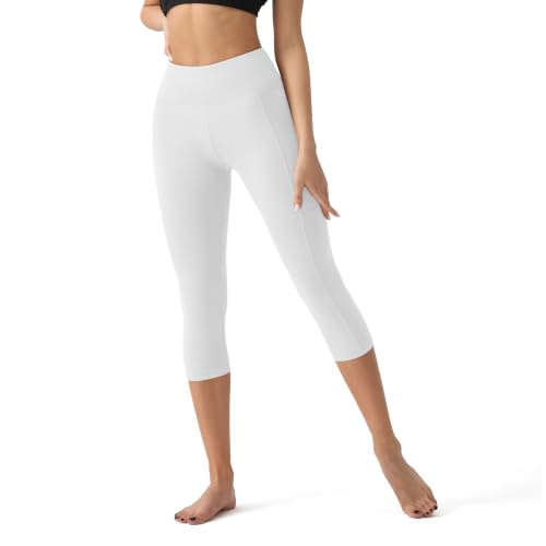 Image of YUDSUD High Waisted Leggings for Women with Pockets - Tummy Control Capris Yoga Pants for Workout Running Athletic Cycling