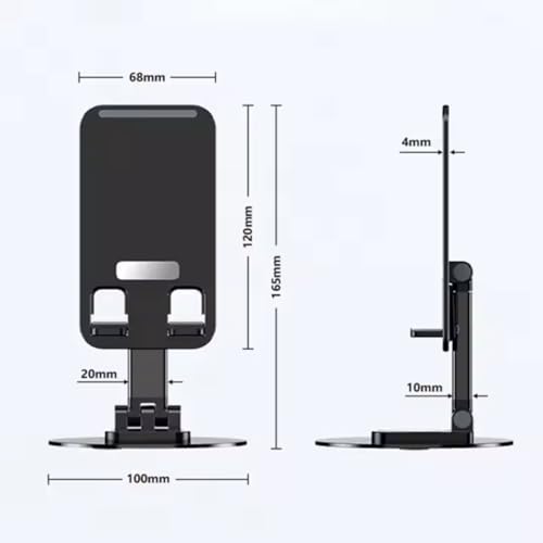 Image of TAZLYN Mobile Stand for Desk Phone Stand for Desk 360Rotatable & Foldable All Smartphone Tablet Mobile Stand for Compatible Base Multiple adjustments of Height and Angle(Black)
