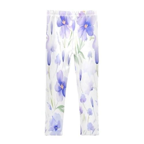 Toddler Girls Leggings Printed Yoga Pants Leggings Purple Watercolor Flower for Kids2