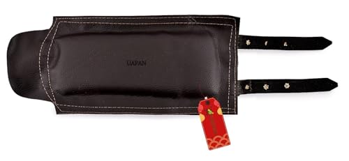 Image of UAPAN 4 line Bells Leather Pad for Classical Bharatanatyam Kathak Dance with Adjustable Strap (Brown Leather, Belt)